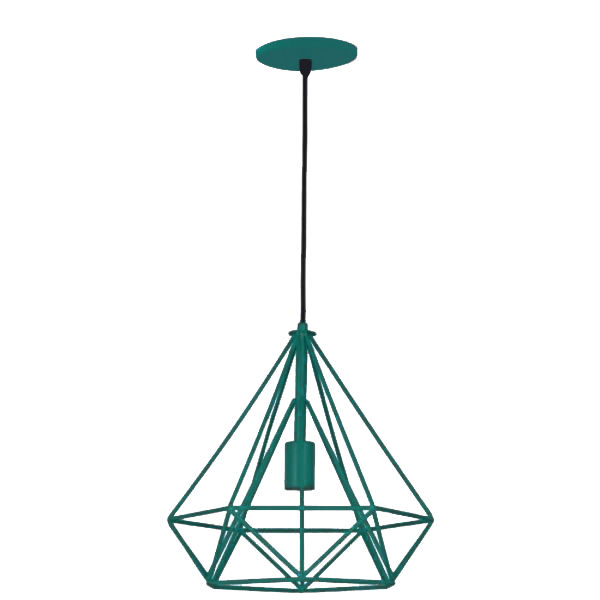Lustre Pendente Aramado Diamante Pirâmide Várias Cores (azul-