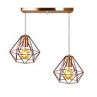 Lustre Pendente Aramado Duplo Base Retangular Cobre