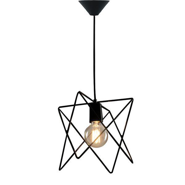 Lustre Pendente Aramado Estrela Preto - Decora Na Net