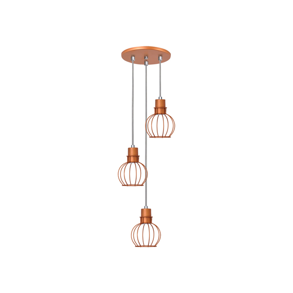 Lustre Pendente Aramado Mini Esfera 3lamp E27 Cobre - 3008/3