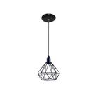 Lustre Pendente Aramado Retrô Diamante 18x18cm Preto - Md8003