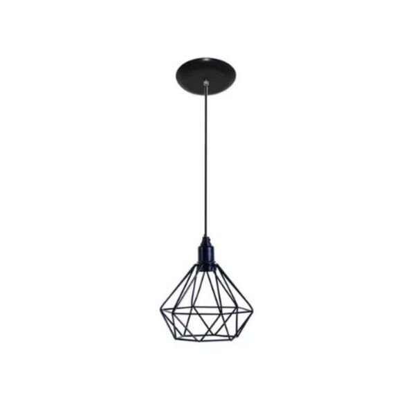 Lustre Pendente Aramado Retrô Diamante 18x18cm Preto - Md8003