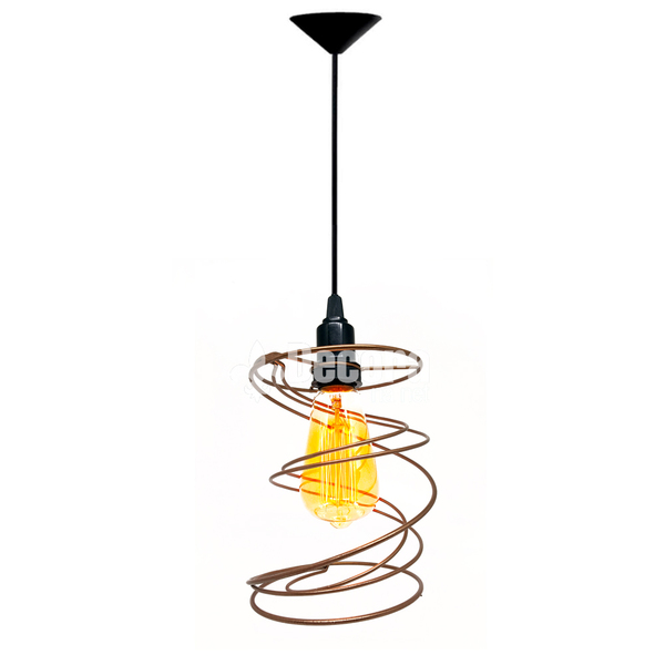 Lustre Pendente Aramado Retrô Mola Cobre - Decora Na Net