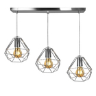 Lustre Pendente Aramado Triplo Base Retangular Escovado