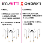 Lustre Pendente Aranha Preto Thomas Edison Para 8 Lâmpadas Lu