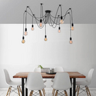 Lustre Pendente Aranha Preto Thomas Edison Para 8 Lâmpadas Lu