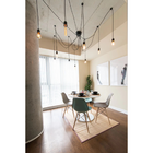 Lustre Pendente Aranha Preto Thomas Edison Para 8 Lâmpadas Lu