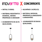 Lustre Pendente Arco Preto com Globos Âmbar Moderno Inovartte