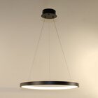 Lustre Pendente Aro Led 60cm Black Bivolt Luz Amarela