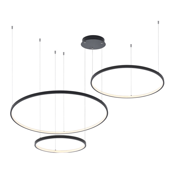 Lustre Pendente Astraled Bevis Pl-9732 Preto Led Bivolt Preto