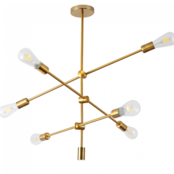 Lustre Pendente Atomus 6xe27 Bronze Moderno Nordecor