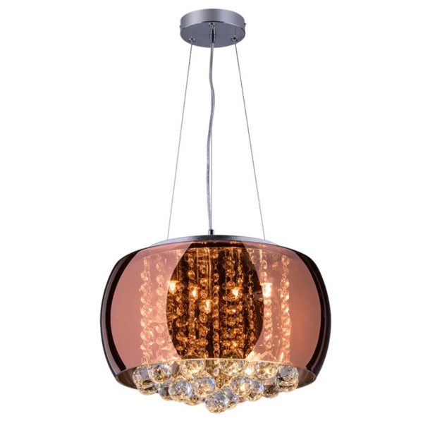 Lustre Pendente Bacia Cristal Moderno 40cm Sala Quarto Sala D