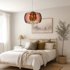 Lustre Pendente Bacia Cristal Moderno 40cm Sala Quarto Sala D