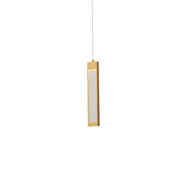 Lustre Pendente Barra Cristal Led Ouro Gold Bivolt Luz Amarela