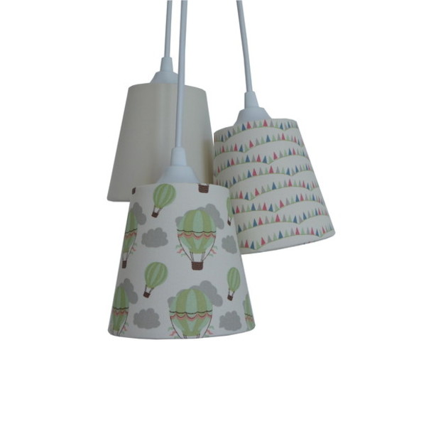 Lustre Pendente Bebe Baloes E Triangulos Tons De Bege E Verde Leroy Merlin