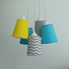 Lustre Pendente Bebê Chevron Cinza, Amarelo E Turquesa Bivolt