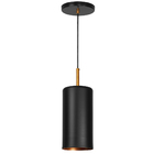 Lustre Pendente Bilboquê Cilindrico Preto Com Cobre