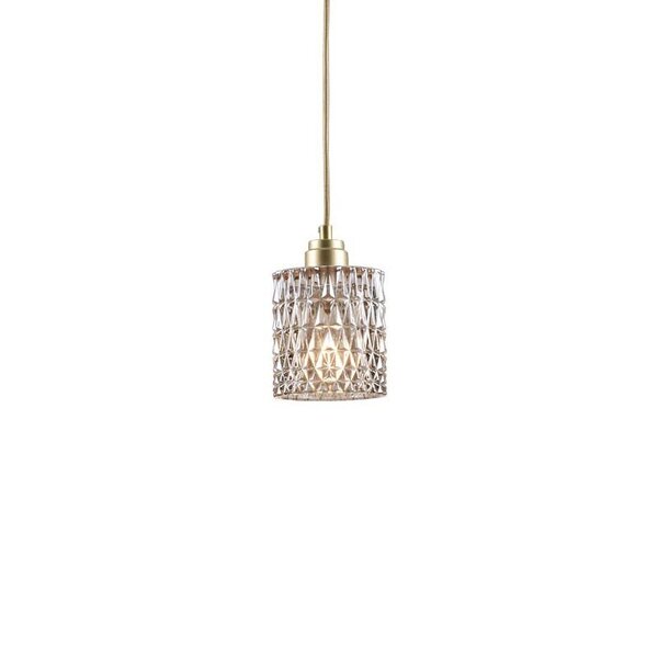 Lustre Pendente Blumenau Conhaque Pequeno Dourado E27 Bivolt