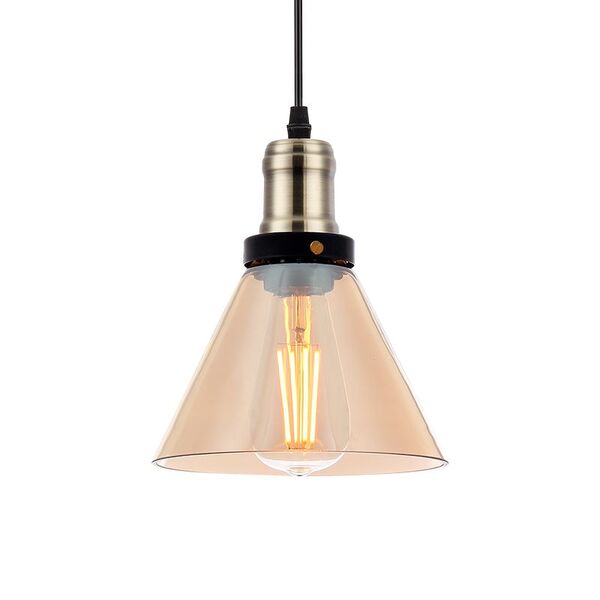 Lustre Pendente Blumenau Vintage Cone Âmbar E27 Bivolt
