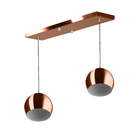Lustre Pendente Bola Duplo Base Retangular Cobre