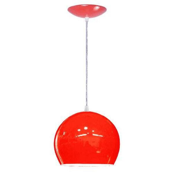 Lustre Pendente Bola Em Alumínio Cor Vermelho