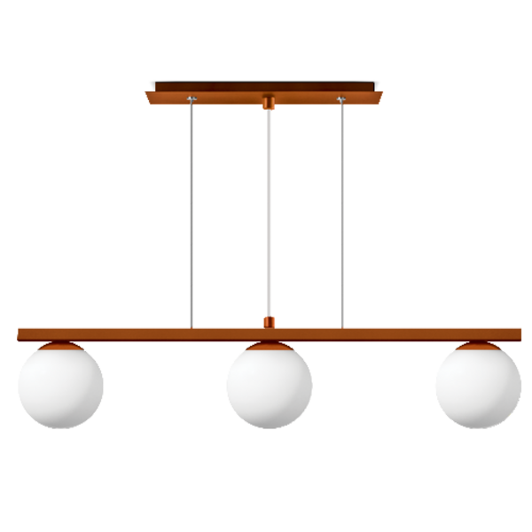 Lustre Pendente Bola Jabuticaba 3 Globos De Vidro Cobre
