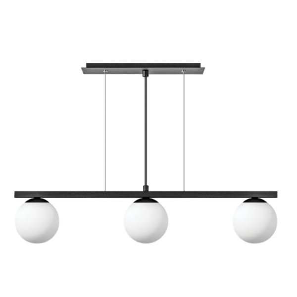 Lustre Pendente Bola Jabuticaba 3 Globos De Vidro Preto