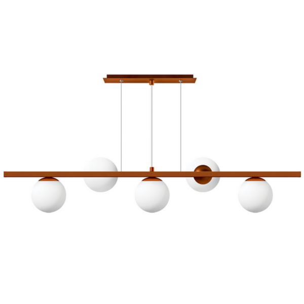 Lustre Pendente Bola Jabuticaba 5 Globos De Vidro Cobre