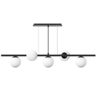 Lustre Pendente Bola Jabuticaba 5 Globos De Vidro Preto