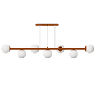 Lustre Pendente Bola Jabuticaba 7 Globos De Vidro Cobre