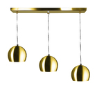 Lustre Pendente Bola Triplo Base Retangular Dourado