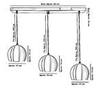 Lustre Pendente Bola Triplo Base Retangular Preto
