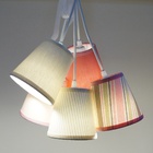 Lustre Pendente Cacho 5 Cúpulas Menina Estampa Rosa E Bege Bi