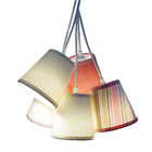 Lustre Pendente Cacho 5 Cúpulas Menina Estampa Rosa E Bege Bi