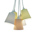 Lustre Pendente Cacho Arabescos Amarelo, Branco E Salmão Bivo