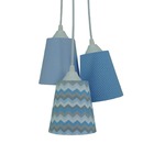 Lustre Pendente Cacho Bebê Tecido Tons De Azul Chevron Bivolt