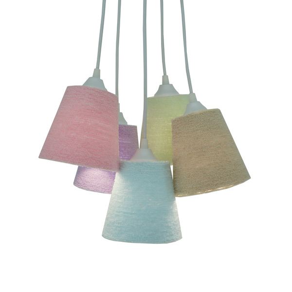 Lustre Pendente Cacho Frufru Fios Coloridos Bivolt