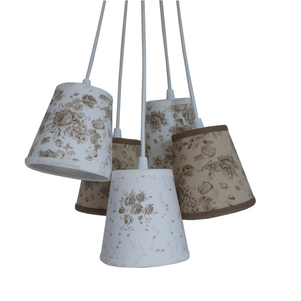 Lustre Pendente Cacho Mix Floral Bege E Marrom Bivolt