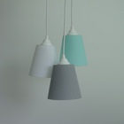 Lustre Pendente Cacho Tecido Cinza, Branco E Verde Água Bivolt