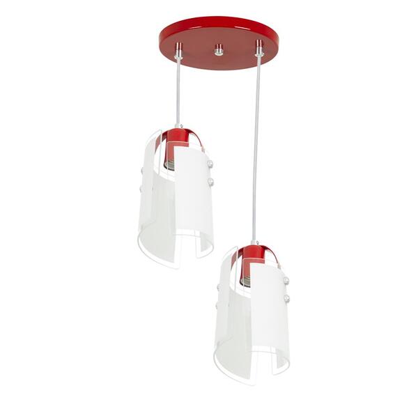 Lustre Pendente Calha De Vidro Duplo Vermelho
