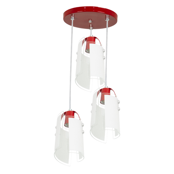 Lustre Pendente Calha De Vidro Triplo Vermelho