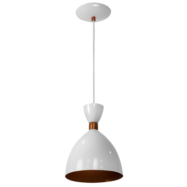 Lustre Pendente Califórnia De Alumínio Branco Com Cobre