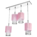 Lustre Pendente Cganza Quadruplo Redondo Rosa