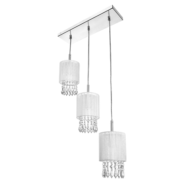 Lustre Pendente Cganza Triplo Redondo Para Sala Branco