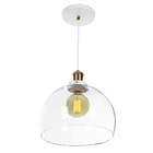 Lustre Pendente Château Bola Grande Vidro Branco C/ Cobre 30