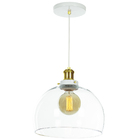 Lustre Pendente Château Bola Grande Vidro Branco C/ Gold 30