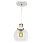 Lustre Pendente Château Bola Media Vidro Branco  Cobre 20cm