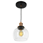 Lustre Pendente Château Bola Media Vidro Preto C/ Cobre 20cm