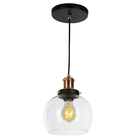 Lustre Pendente Château Bola Media Vidro Preto C/ Cobre 20cm