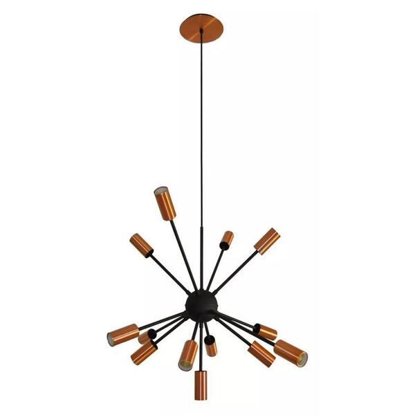 Lustre Pendente Chronos M 65cm Cobre Com Preto Bivolt